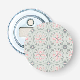Green Pastel Floral Tiles Bottle Opener