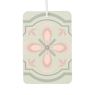 Green Pastel Floral Tiles Car Air Freshener