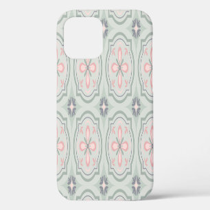 Green Pastel Floral Tiles iPhone 12 Case