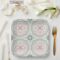 Green Pastel Floral Tiles