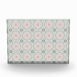 Green Pastel Floral Tiles Photo Block