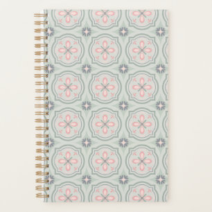 Green Pastel Floral Tiles Planner