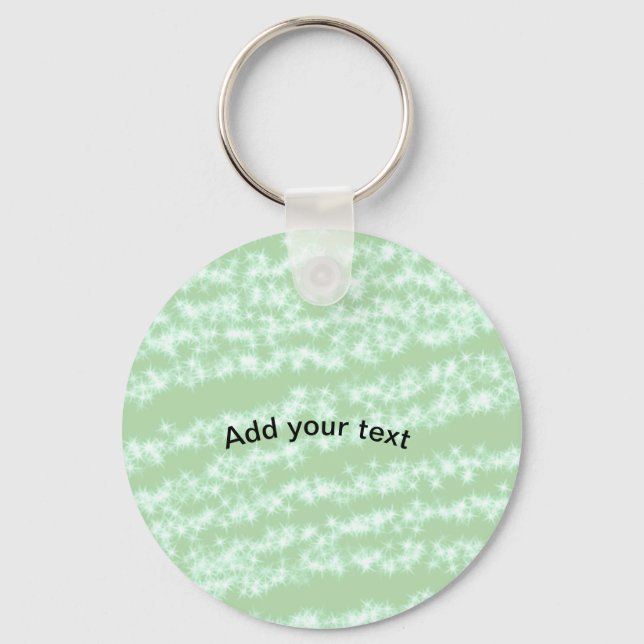 Green pastel glitter sparkle name text boho retro  key ring (Front)