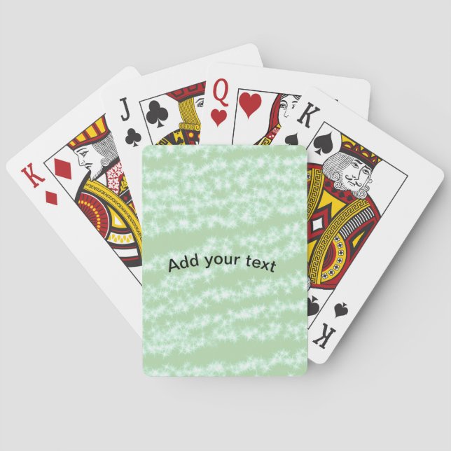 Green pastel glitter sparkle name text boho retro  playing cards (Back)