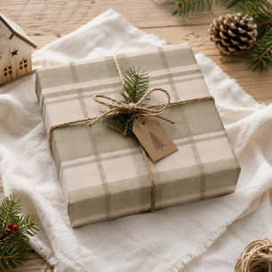 Green Pastel Plaid Pattern Christmas Wrapping Paper
