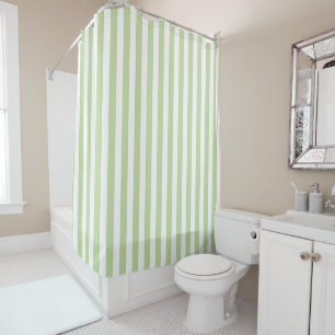 Green Pastel Stripes Pattern Modern Geometric Shower Curtain