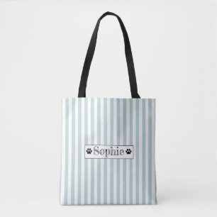 Green Pastel Stripes Personalised Laminated Tote Bag