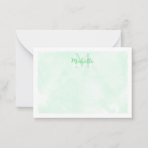 Green Pastel Watercolor All Occasion Monogram Card