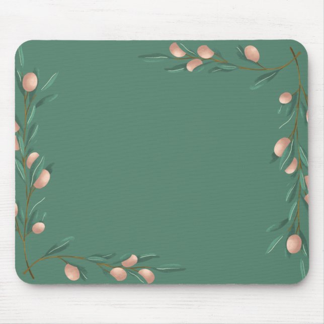 Green pastel with pink flowers  mouse pad (Front)