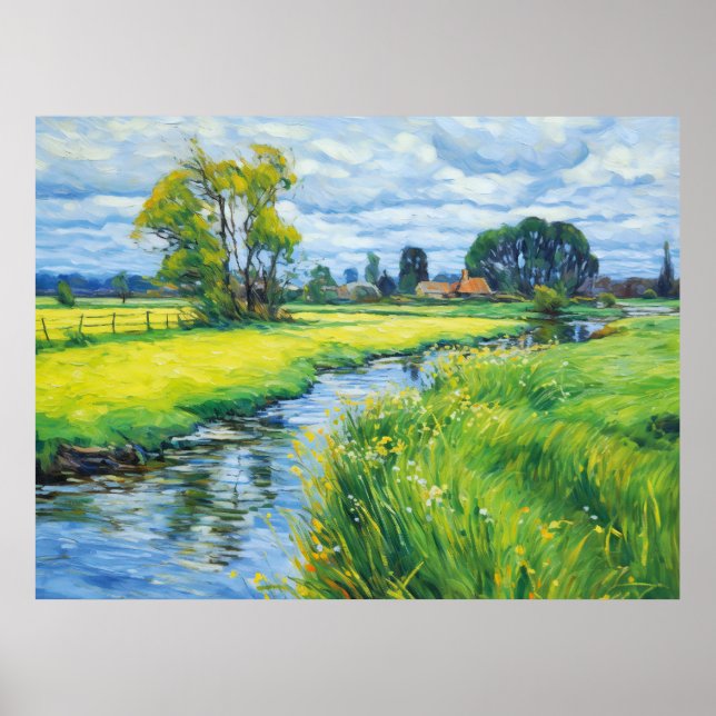 Green Pastures Along the Havel River Poster (Front)