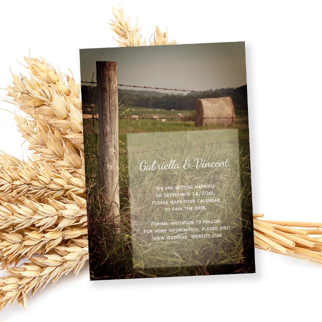 Green Pastures Country Farm Wedding Save the Date Invitation (Creator Uploaded)
