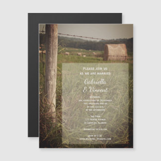 Green Pastures Country Ranch Wedding Magnetic Invitation