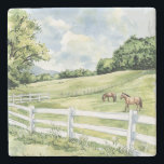 Green Pastures Ranch Horses Stone Coaster<br><div class="desc">Green Pastures Ranch Horses</div>