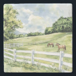 Green Pastures Ranch Horses Stone Coaster<br><div class="desc">Green Pastures Ranch Horses</div>