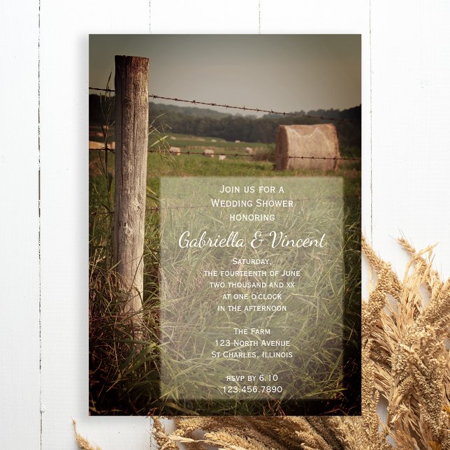 Green Pastures Rural Country Farm Wedding Shower  Invitation (Creator Uploaded)