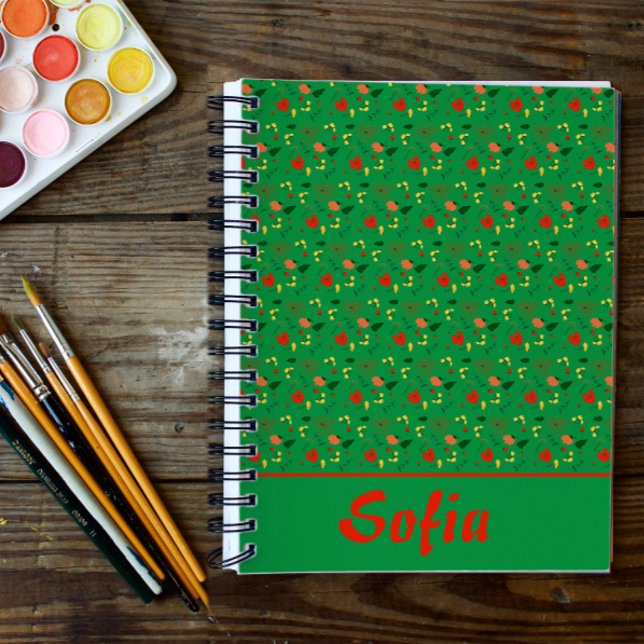 Green pattern floral poppy wildflowers  planner (Creator Uploaded)