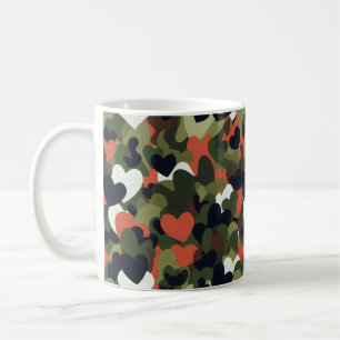 Green Pattern Heart Camouflage Coffee Mug