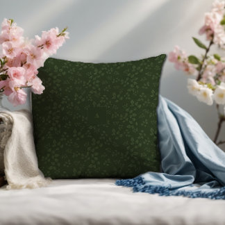 Green pattern leaves monogram cushion