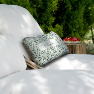 Green pattern leaves name lumbar cushion