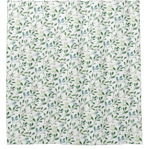Green pattern leaves  shower curtain