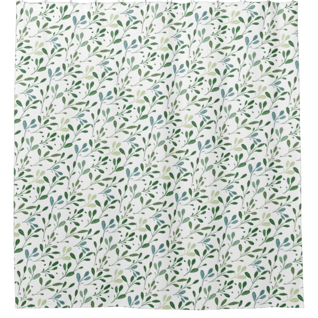 Green pattern leaves  shower curtain (Front)