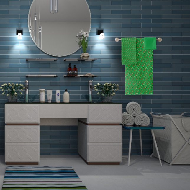 Green  Pattern mini wildflower  Bath Towel Set (Creator Uploaded)