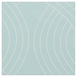 Green Pattern, White Interlocking Repeating Lines Fabric