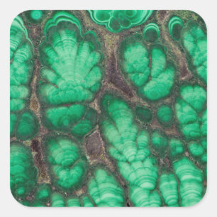 Green Patterned Malachite Square Sticker
