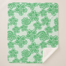 Green Patterned Sherpa Blanket