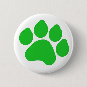 Green Paw Print Button