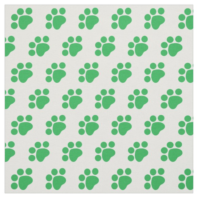 Green Paw Print Pattern Fabric (Swatch)