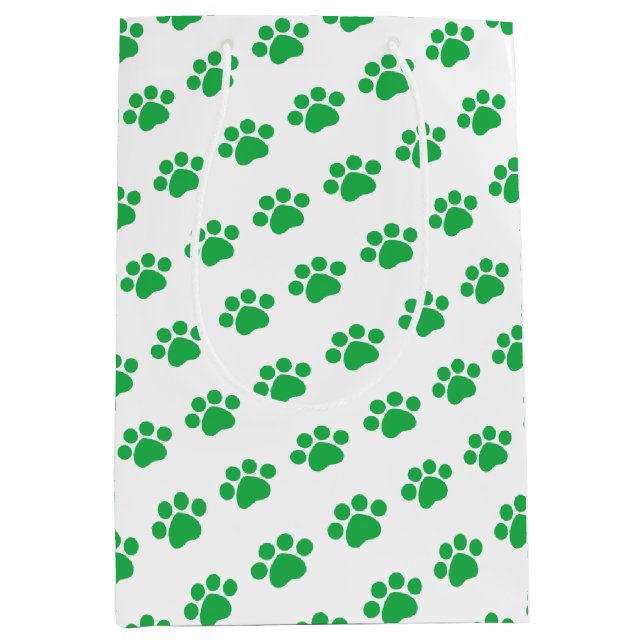 Green Paw Print Pattern Medium Gift Bag (Front)