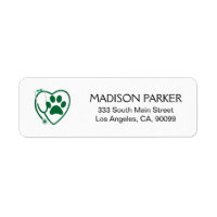 Green Paw Prints & Stethoscope Label