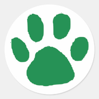 Green Pawprint Design Classic Round Sticker