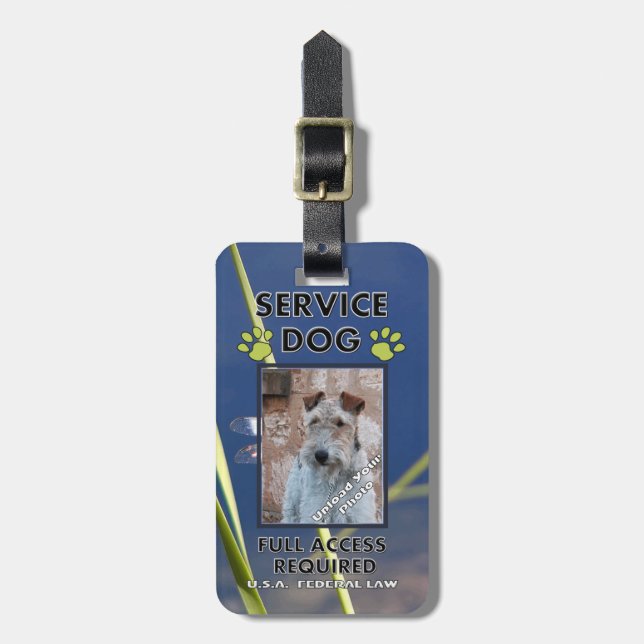 Green Paws Service Dog Photo ID Luggage Tag (Front Vertical)