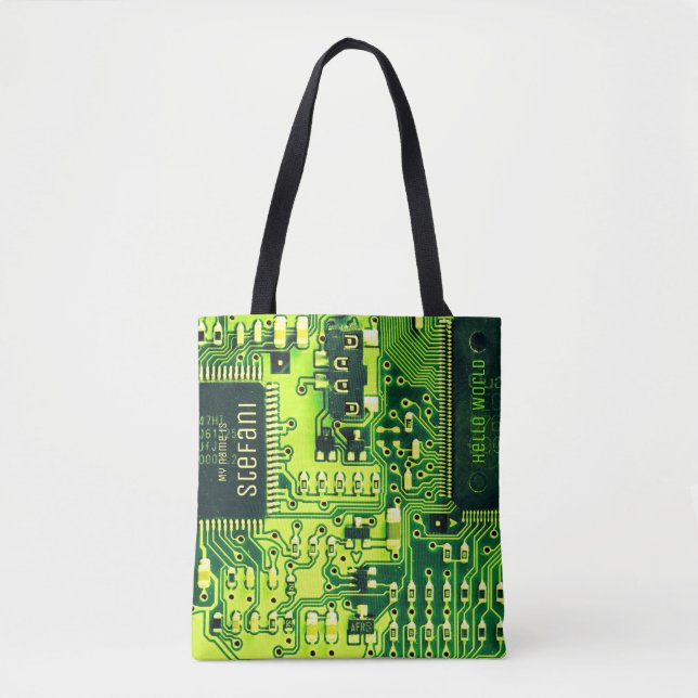 Green PCB board, electronic parts printed circuit Tote Bag (Front)