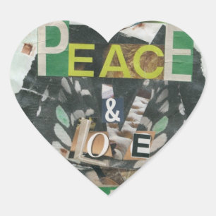 Green peace & love heart sticker