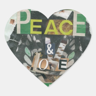 Green peace & love heart sticker