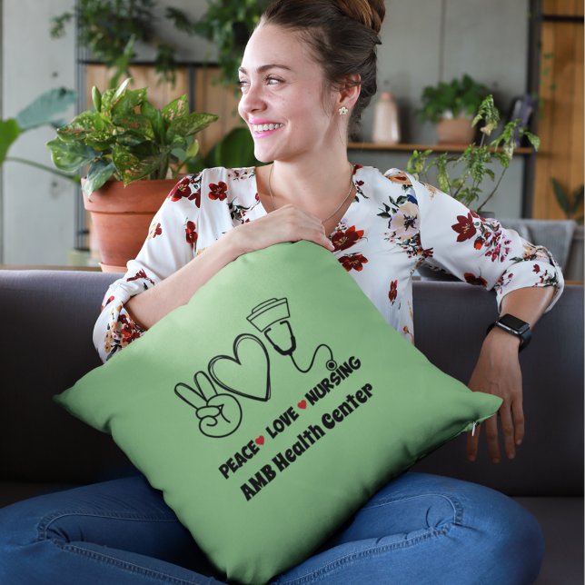 Green Peace Love Nursing Appreciation Cushion (Creator Uploaded)
