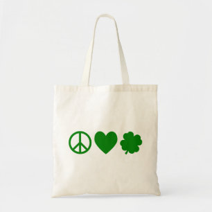 Green Peace Love & Shamrocks Tote Bag