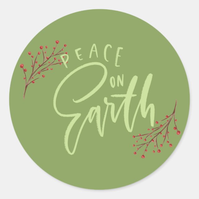 Green Peace on Earth Christmas Envelope Seals (Front)