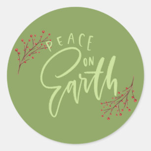 Green Peace on Earth Christmas Envelope Seals