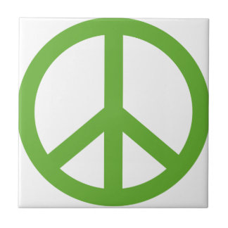 Green Peace Sign Symbol Tile