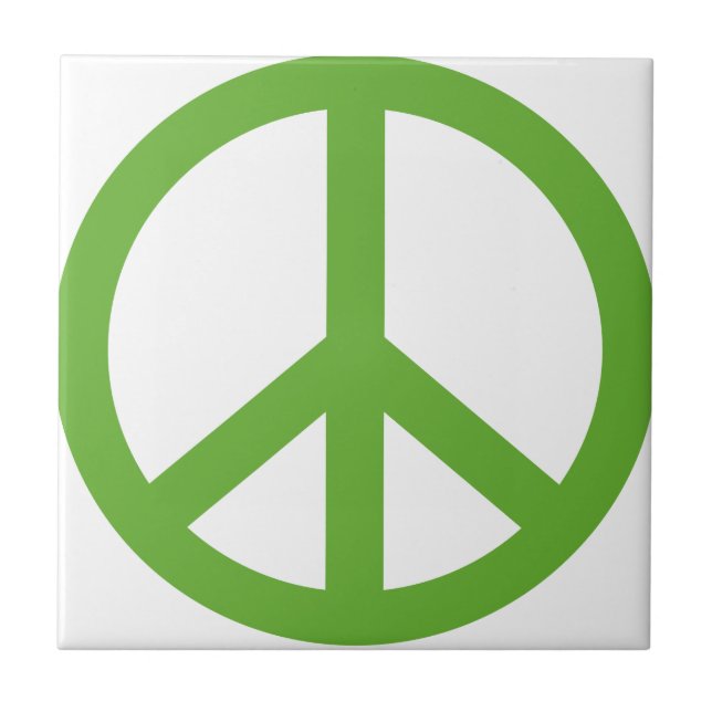 Green Peace Sign Symbol Tile (Front)
