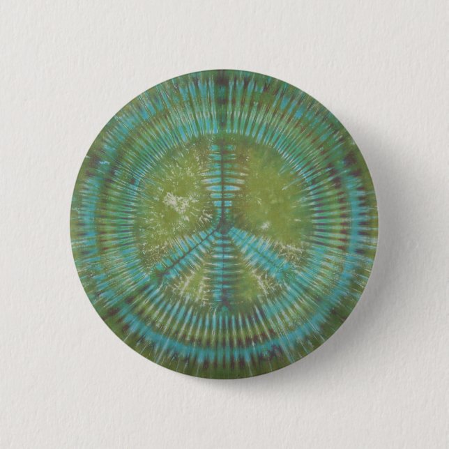 Green Peace Sign Tie Dye Flair Button (Front)