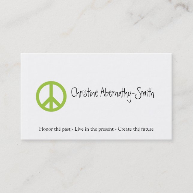 Green Peace Symbol Business Card (Front)