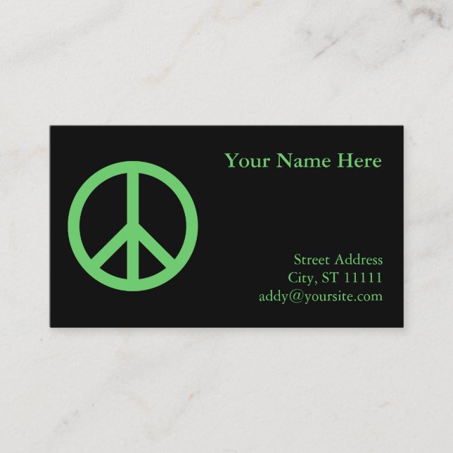 Green Peace Symbol Business Card (Front)