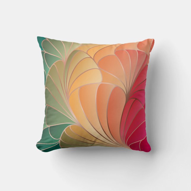 Green, Peach, Apricot, Watermelon New Art Nouveau  Cushion (Front)