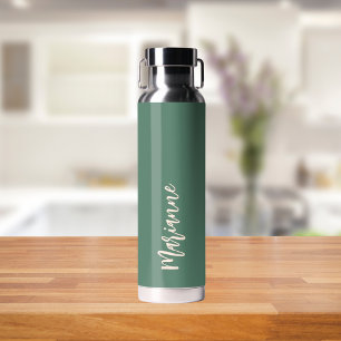 Green peach custom name script water bottle