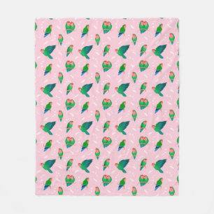 Green Peach Faced Lovebird Fleece Blanket